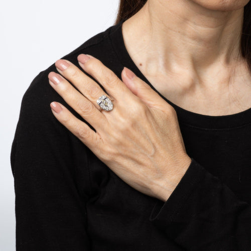 Bague 51 Vintage 1920's Art Déco Platinum, Diamond, Sapphire Ring 58 Facettes G14026