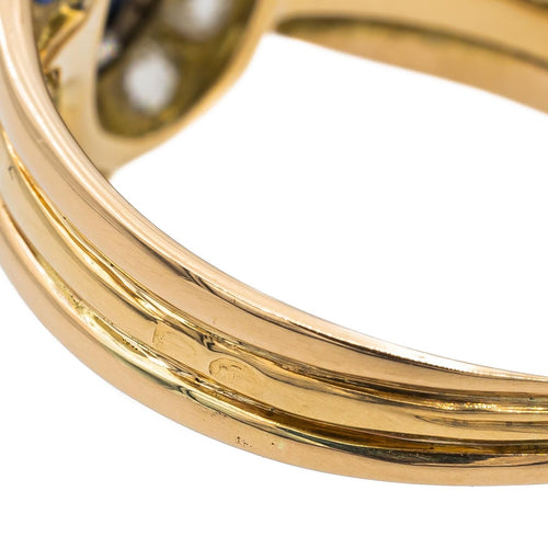 Ring Geelgoud, Witgoud Saffier, Diamant 