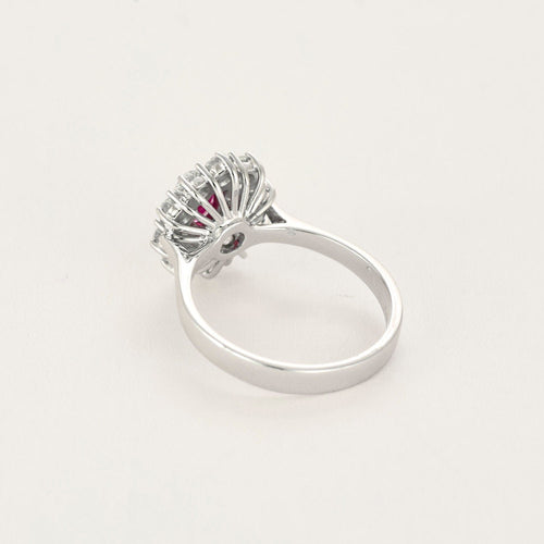 Bague 51.5 Bague Marguerite or gris, rubis et diamants 58 Facettes BA214