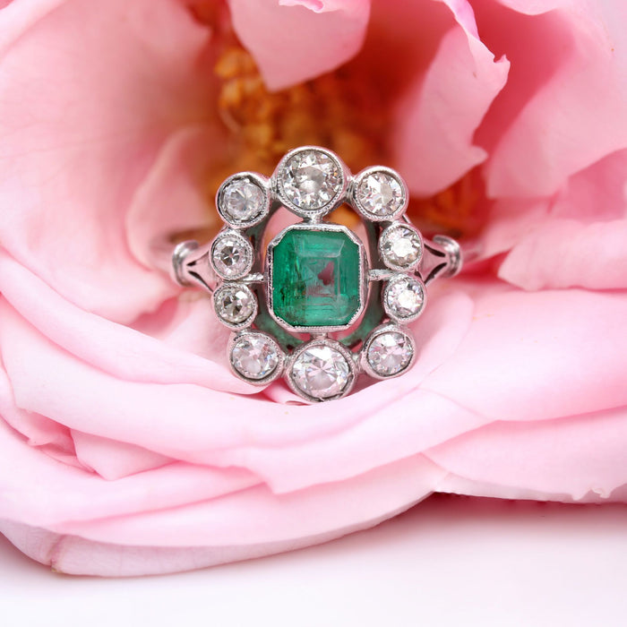 Antique emerald and diamond ring