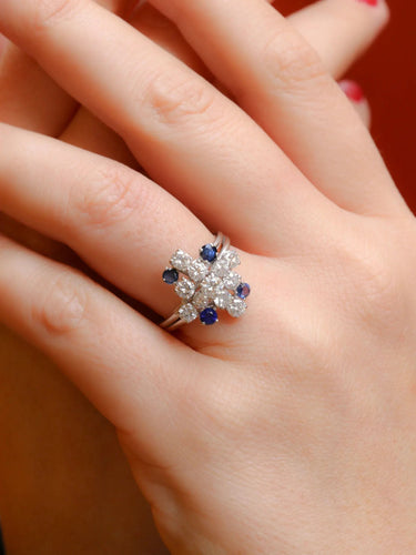 Bague 55 Bague vintage or blanc diamants saphirs 58 Facettes J160
