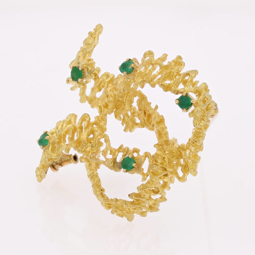 Broche Broche noeud émeraudes or jaune rétro 58 Facettes 25-058