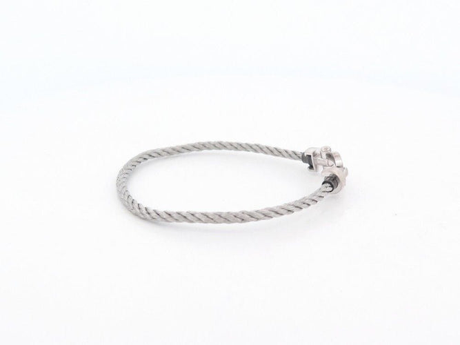 Bracelet bracelet FRED force 10 mm manille en or blanc cable acier t14 58 Facettes 260312