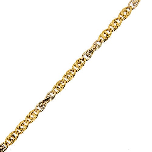 Herenarmband in twee goudsoorten, Schakel vogelogen 