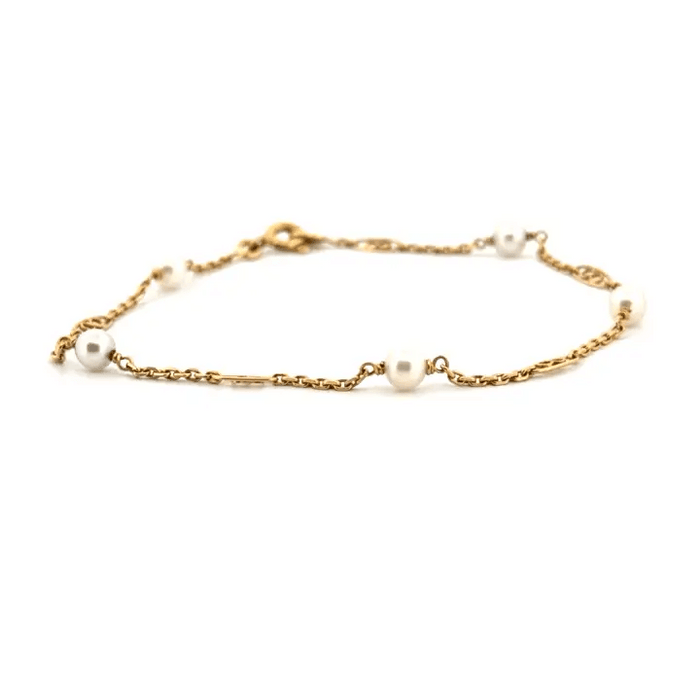 Yellow gold and pearl bracelet