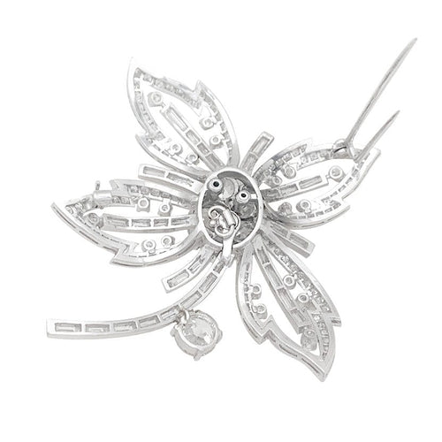 Broche Broche "Fleur" platine, or blanc, diamants. 58 Facettes 33787