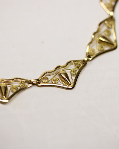 Collier Collier Draperie Ancien Court Maille Filigrane Or Jaune 58 Facettes A11610