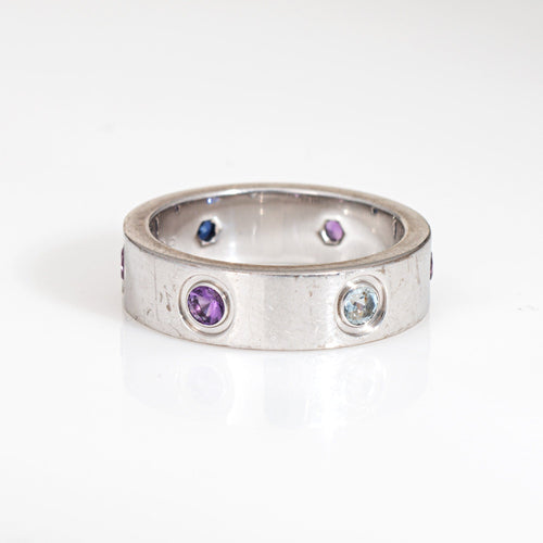 Bague 53 Bague Love Cartier Gemstone 53, taille 6,25, or blanc 18 carats, saphir, spinelle, aigue-marine 58 Facettes G13929