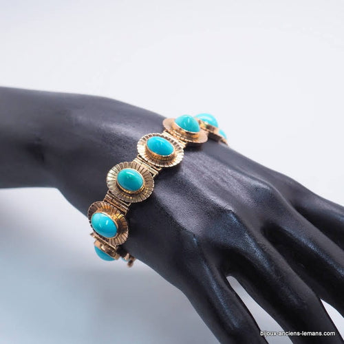 Bracelet Bracelet or jaune turquoises 58 Facettes 4180
