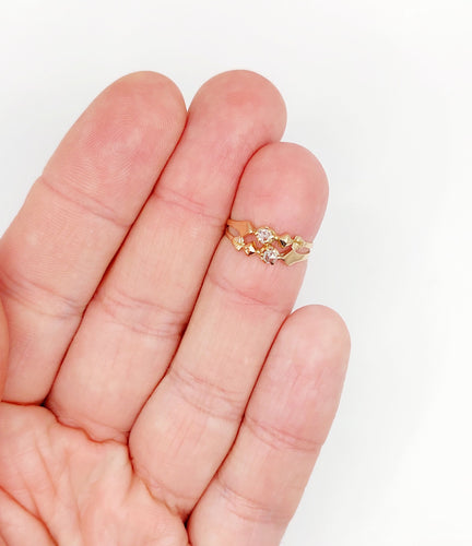 Bague 47 Bague antique toi et moi or rose diamants taille rose (circa 1900) 58 Facettes A06295