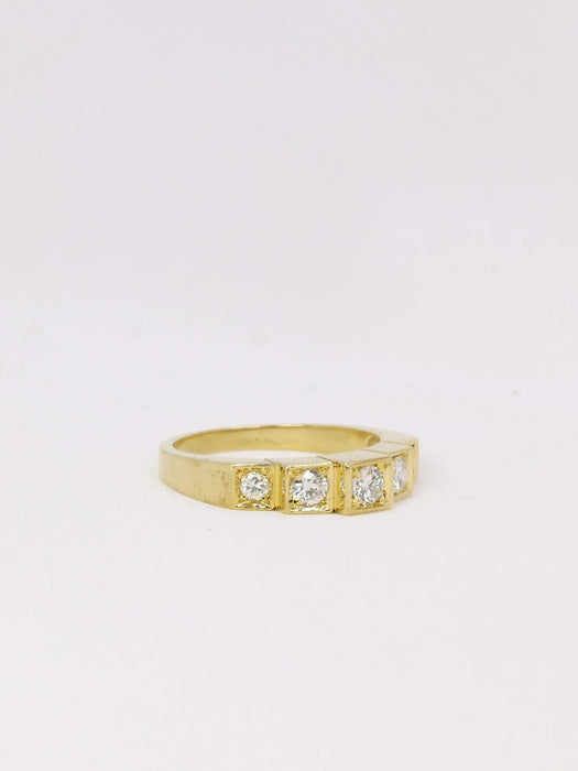 Bague 55.5 Bague vintage gradins or jaune diamants 58 Facettes J386