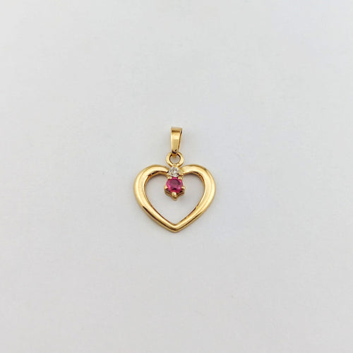 Pendentif Pendentif coeur en or jaune, diamant et rubis 58 Facettes 32309