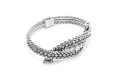 Bracelet BRACELET RIGIDE TORSADE DIAMANTS EN OR GRIS 18K 58 Facettes