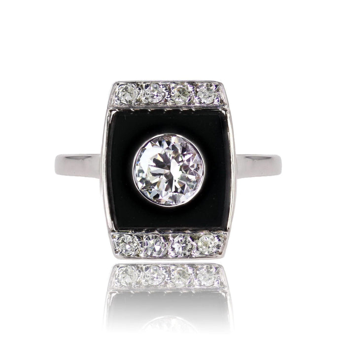 Bague 51 Bague Art Déco diamants et onyx 58 Facettes 24-283