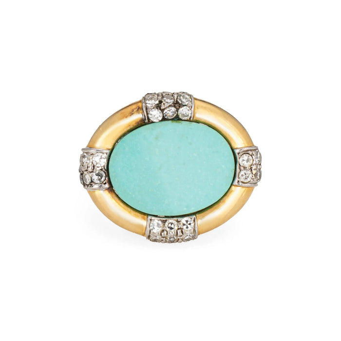 Bague 47 Bague or jaune diamant turquoise 58 Facettes G13578