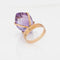 Bague Bague vintage des années 60 en améthyste 17,50 ct en or rose 18 carats, bijoux de cocktail marquise, taille 6,5 58 Facettes G13498