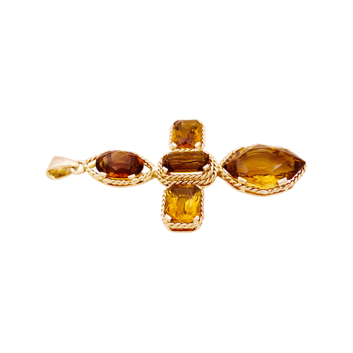 Pendentif Pendentif "Croix" or rose, citrines. 58 Facettes 34098