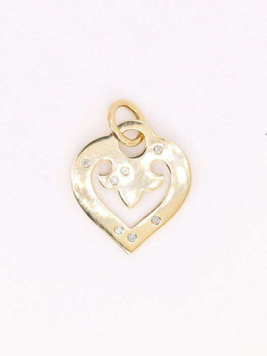 Pendentif Pendentif coeur OJ Perrin or jaune diamants 58 Facettes J614