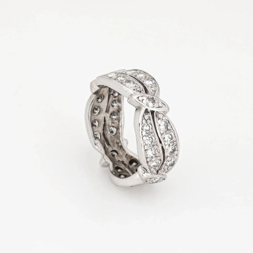 Bague 48.5 Bague d'éternité en diamant vintage, bande de platine 58 Facettes G13401