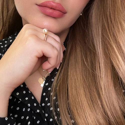 Bague 54 Solitaire Or jaune perle de culture 58 Facettes 75-GS38494-3