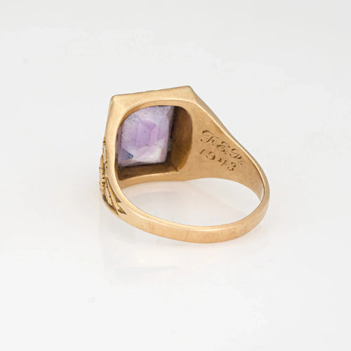 Bague c1943 Bailey Banks Biddle Amethyst Ring Men's Sz 12 Vintage Fine Jewelry 58 Facettes G13599