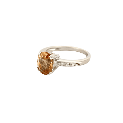 Bague 57 BAGUE CITRINE OR BLANC & DIAMANTS. 58 Facettes BO/240004