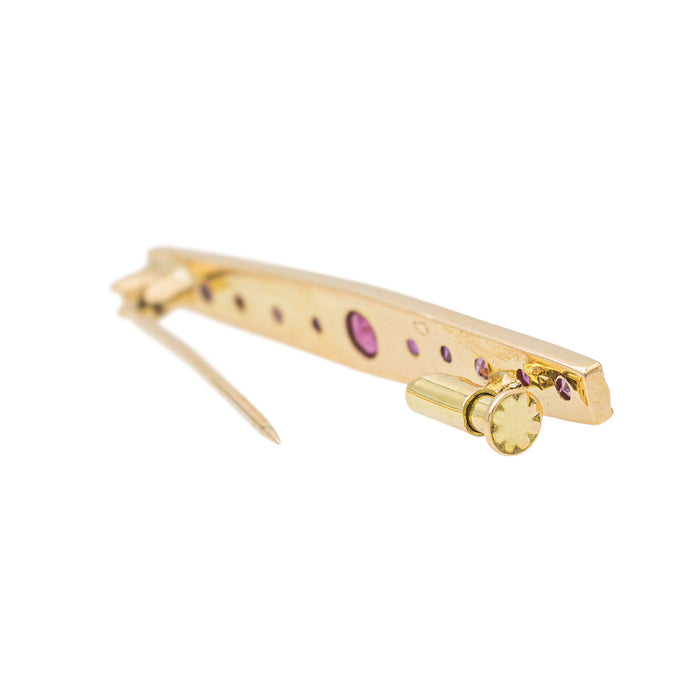 Yellow Gold Ruby Pin Brooch