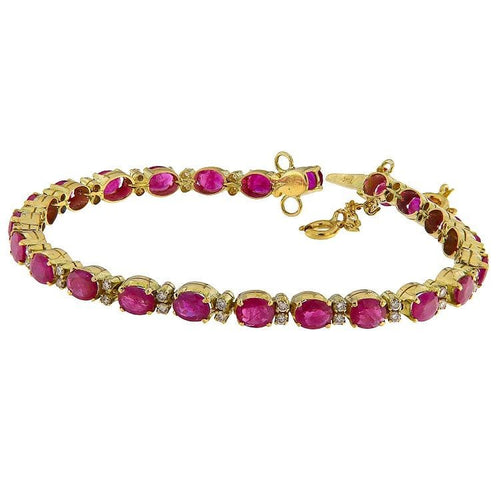 Bracelet Bracelet en or jaune avec diamants et rubis 58 Facettes G3886