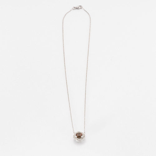 Collier Collier pendentif or blanc tourmaline polychrome diamants en halo 58 Facettes