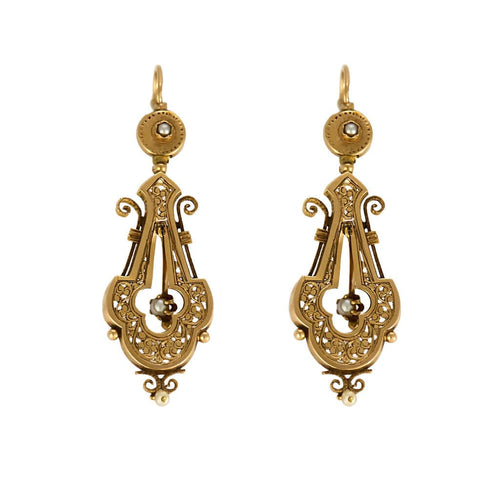 Boucles d'oreilles Pendants d'oreilles or jaune, perles 58 Facettes ALE4254