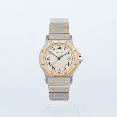 Montre Cartier - Montre Santos Octagone - Cadran romain ivoire - LM 58 Facettes