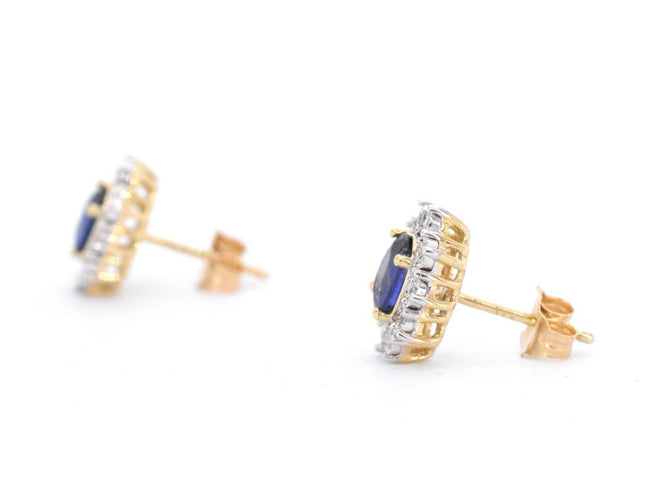 Boucles d'oreilles Boucles d'oreilles en or avec diamants et saphir 58 Facettes 2298