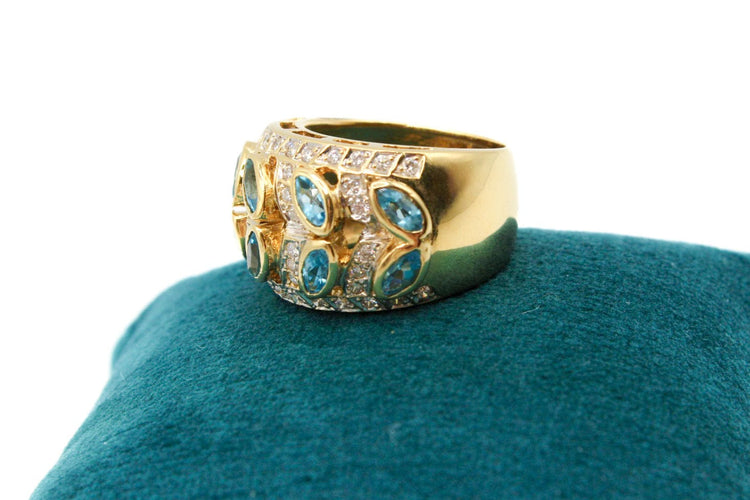 Bague 54 Bague jonc or bicolore, topazes 58 Facettes 250050