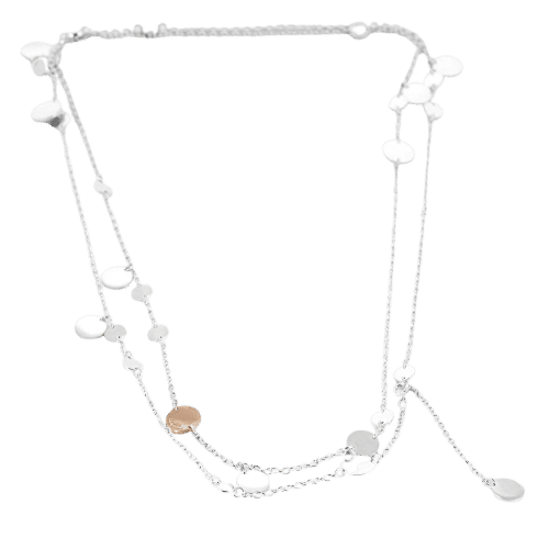 Collier HERMES - Ex-Libris - Sautoir en Argent et or rose 58 Facettes 58FC20
