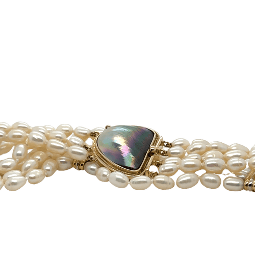 Collier Collier ras de cou or jaune et blanc - Perles de culture baroque 58 Facettes 1.0000711/2