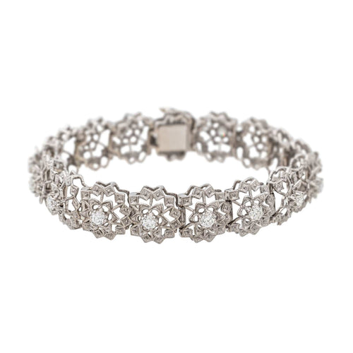 Bracelet Bracelet Fleur Or blanc Diamant 58 Facettes 3455898CN