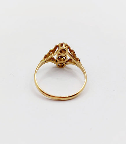 Bague 52 Bague antique diamants taille roses en or 18k monture fleurie 58 Facettes A06398