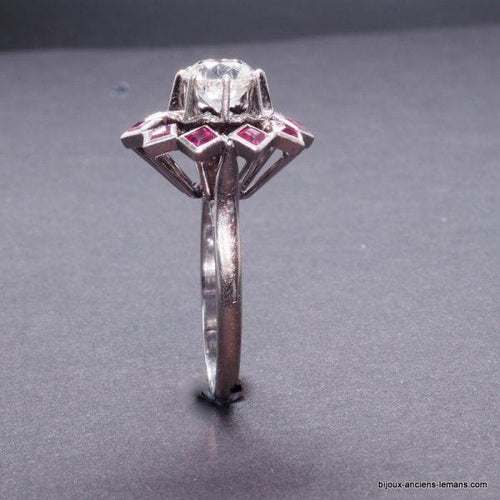Bague 51 Bague Rétro Diamant Rubis Synthétiques Calibrés 58 Facettes 16206