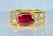 Bague 58 Bague or jaune rubis 2,25 carats et 10 diamants 58 Facettes AB412