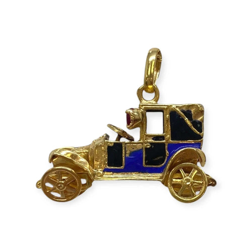 Pendentif Pendentif voiture vintage en or jaune 750 avec rubis 58 Facettes 330088743