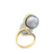 Bague Bague cocktail en or jaune perle grise de Tahiti et agate 58 Facettes 32034