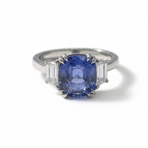 Prsten z bílého zlata - Cejlonský safír 5,60 karátu 