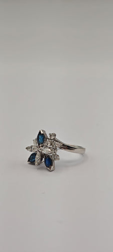 Bague Bague vintage en platine saphirs et diamants 58 Facettes 21002724