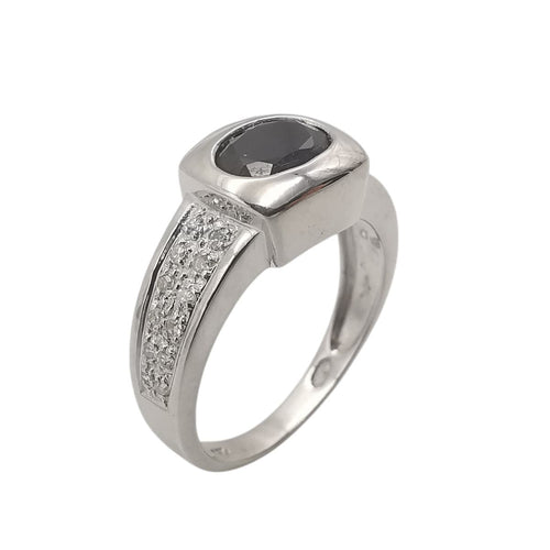 Bague 55 Bague en or blanc saphir et diamants 58 Facettes