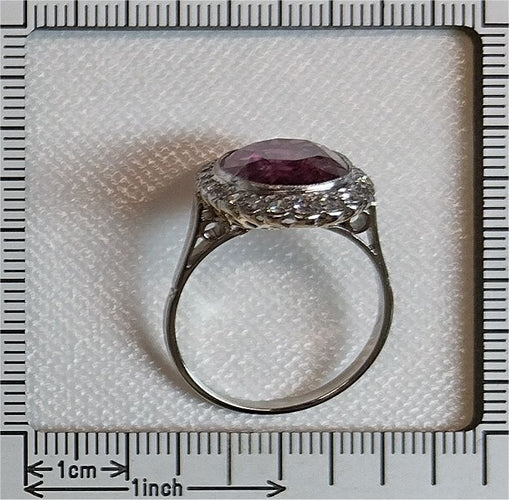 Bague 61 L'amour ardent incarné dans une bague de fiançailles vintage en rubellite 58 Facettes 21081-0285