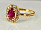 Bague 55 Bague or jaune rubis et diamants 58 Facettes AB335