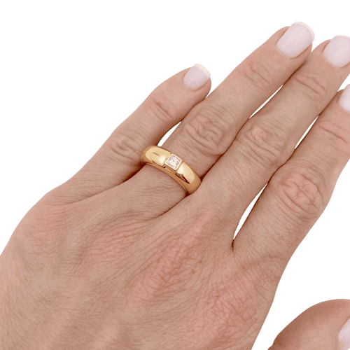 Bague Bague Chaumet, "Anneau", or jaune, diamant princesse. 58 Facettes 34586