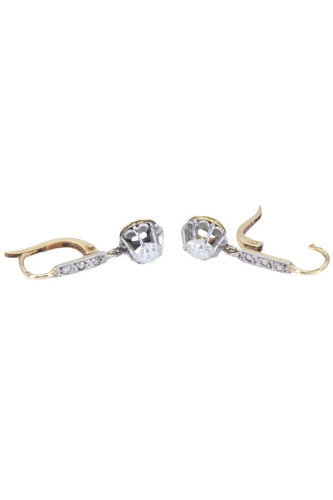 Boucles d'oreilles DORMEUSES DIAMANTS ART NOUVEAU 58 Facettes 087741