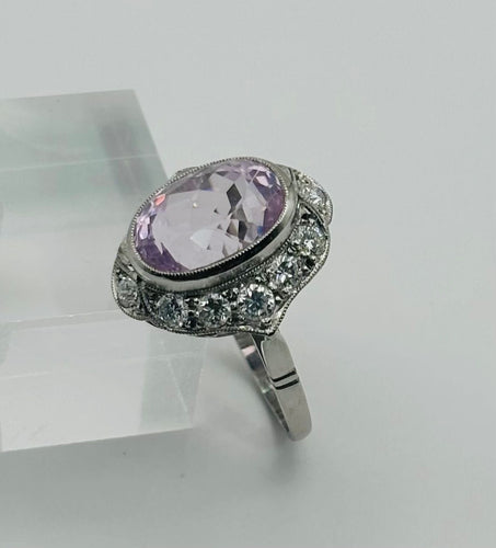 Bague 55 Bague en platine ornée de diamants et de kunzite 58 Facettes 50336