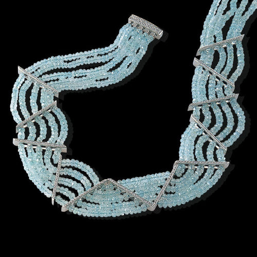 Collier Collier aigue-marine et diamant 58 Facettes IG-200141
